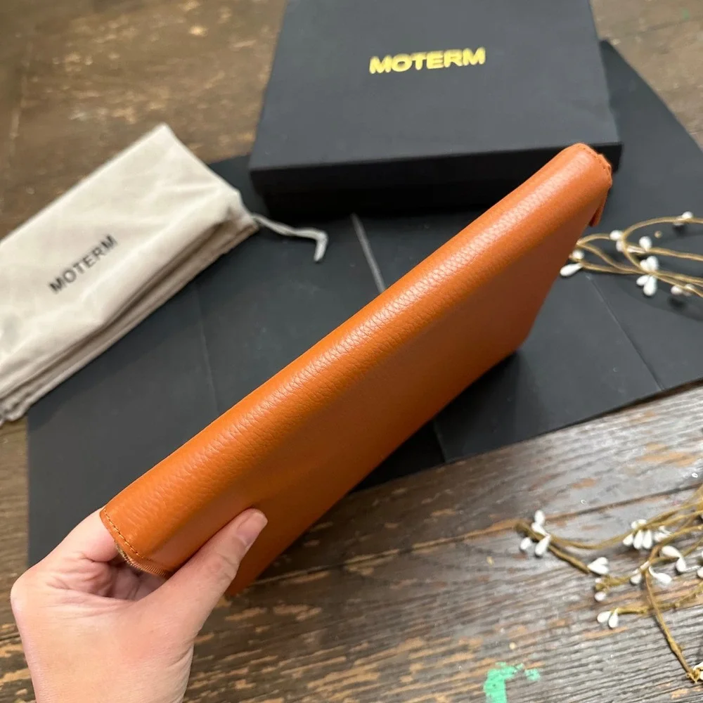 Moterm Zippered Leather Cover for A5-Notebooks Burnt Orange New 9.5